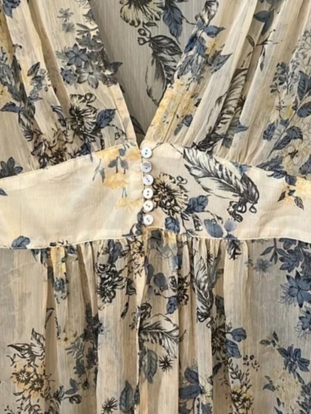 Kori America Floral Kimono Robe Maxi Dress Coverup Yellow Button Front Small - Picture 5 of 9